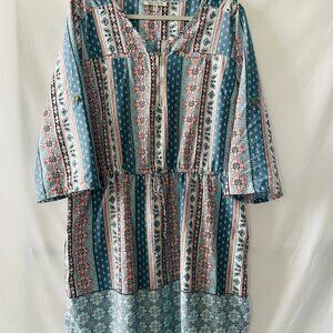 Speed Control Womens Multicolor Roll Tab Sleeve Floral Boho Mini Dress Size 2X